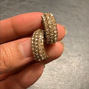 Antique Swarovski Crystal Gold Clip-on Earrings